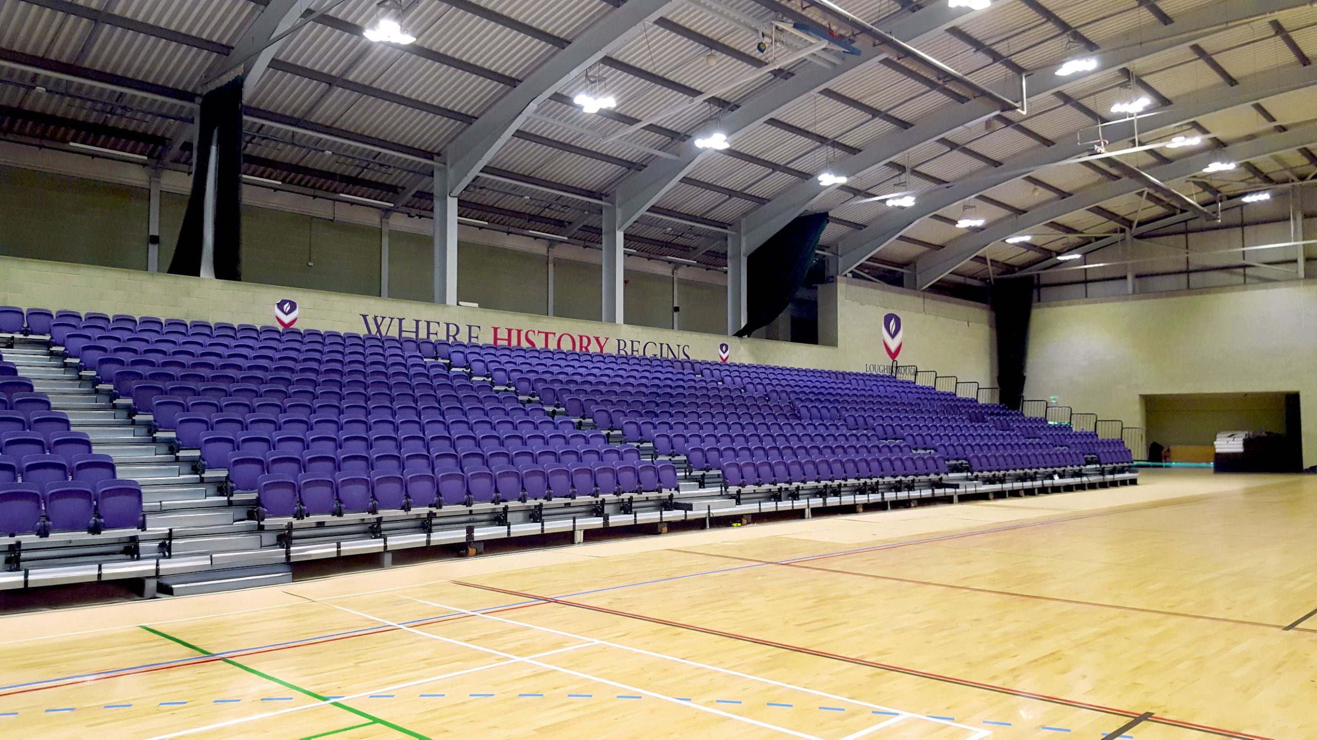 Loughborough University Courtside Benches - Retractable Unit